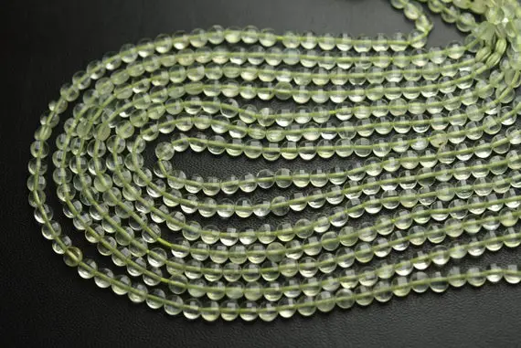 13 Inch Strand,finist Quality,natural Prehnite Faceted Coins Shaped Beads. Size 4mm