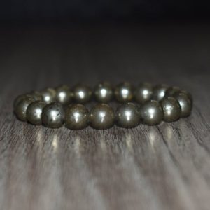 Shop Pyrite Jewelry! 10mm Pyrite Bracelet, Pyrite Jewelry, Unisex Bracelet, Gemstone Bracelets for Men Women, Gift for Him, Healing Cystal Bracelet, Yoga | Natural genuine Pyrite jewelry. Buy handcrafted artisan men's jewelry, gifts for men.  Unique handmade mens fashion accessories. #jewelry #beadedjewelry #beadedjewelry #shopping #gift #handmadejewelry #jewelry #affiliate #ad