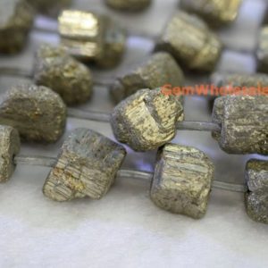 Shop Pyrite Chip & Nugget Beads! 15.5" Pyrite nugget 12~18mm, High quality dark yellow color DIY nugget beads, dark yellow color Gemstone nugget | Natural genuine chip Pyrite beads for beading and jewelry making.  #jewelry #beads #beadedjewelry #diyjewelry #jewelrymaking #beadstore #beading #affiliate #ad