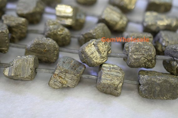 15.5" Pyrite Nugget 12~18mm, High Quality Dark Yellow Color Diy Nugget Beads, Dark Yellow Color Gemstone Nugget