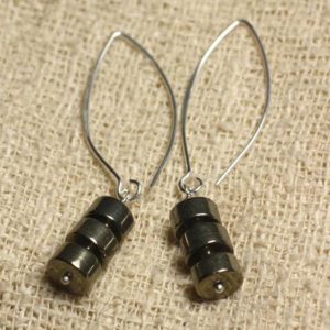 Shop Pyrite Earrings! Boucles oreilles Argent 925 Crochets 40mm – Pyrite dorée Rondelles 8x4mm | Natural genuine Pyrite earrings. Buy crystal jewelry, handmade handcrafted artisan jewelry for women.  Unique handmade gift ideas. #jewelry #beadedearrings #beadedjewelry #gift #shopping #handmadejewelry #fashion #style #product #earrings #affiliate #ad