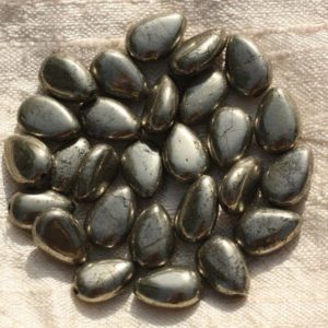 Shop Pyrite Bead Shapes! 2PC – stone beads – Golden Pyrite drop flat 4558550015761 12x8mm | Natural genuine other-shape Pyrite beads for beading and jewelry making.  #jewelry #beads #beadedjewelry #diyjewelry #jewelrymaking #beadstore #beading #affiliate #ad
