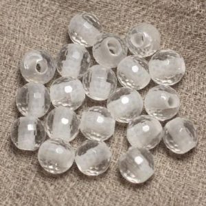 Shop Quartz Crystal Faceted Beads! 2PC – stone 2.5 mm hole beads – Crystal Quartz faceted 8 mm 4558550027283 | Natural genuine faceted Quartz beads for beading and jewelry making.  #jewelry #beads #beadedjewelry #diyjewelry #jewelrymaking #beadstore #beading #affiliate #ad