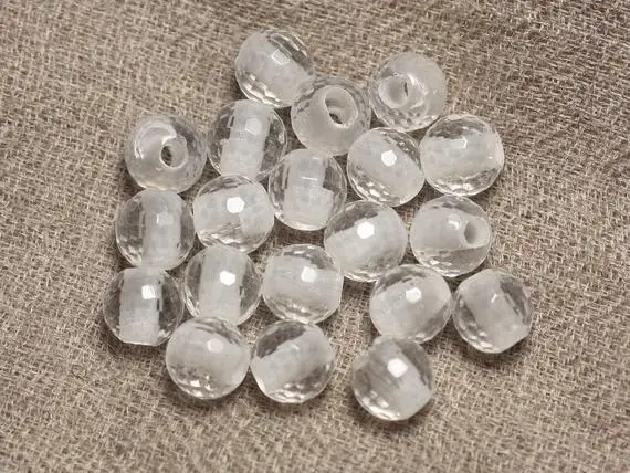 2pc - Perles De Pierre Perçage 2.5mm - Cristal Quartz Facetté 8mm  4558550027283