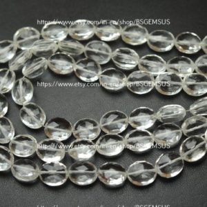 Shop Quartz Crystal Faceted Beads! 7 Inches Strand,Super Finest,Natural Rock Crystal Faceted Oval  Shape Beads,Size 9x11mm | Natural genuine faceted Quartz beads for beading and jewelry making.  #jewelry #beads #beadedjewelry #diyjewelry #jewelrymaking #beadstore #beading #affiliate #ad