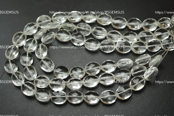 7 Inches Strand,super Finest,natural Rock Crystal Faceted Oval  Shape Beads,size 9x11mm