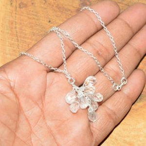 Shop Quartz Crystal Necklaces! Cut Crystal Quartz 925 Sterling Silver Drop Gemstone Jewelry Necklace | Natural genuine Quartz necklaces. Buy crystal jewelry, handmade handcrafted artisan jewelry for women.  Unique handmade gift ideas. #jewelry #beadednecklaces #beadedjewelry #gift #shopping #handmadejewelry #fashion #style #product #necklaces #affiliate #ad