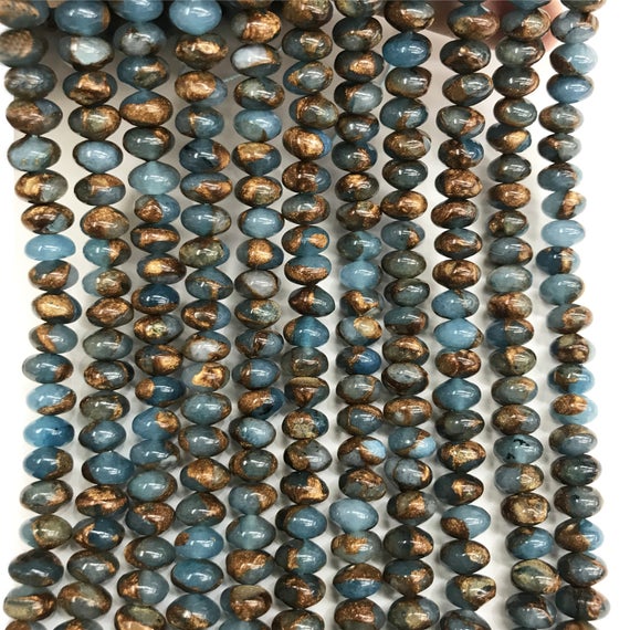 6x4mm Blue Mosaic Quartz Rondelle Beads, Gemstone Beads, Wholesale Beads