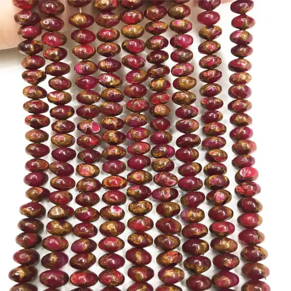 8x5mm Red Mosaic Quartz Rondelle Beads, Gemstone Beads, Wholesale Beads