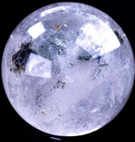 Clear Quartz Sphere With Chlorite Inclusion 3" Weighs 1.31 Pounds Rainbow Filled