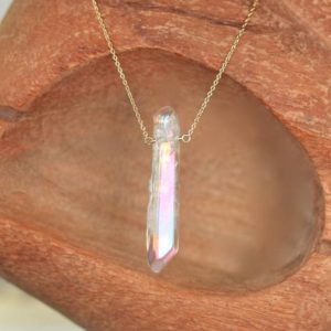 Shop Angel Aura Quartz Necklaces! Quartz wand necklace – angle aura quartz necklace – clear quartz necklace – crystal necklace – rainbow necklace | Natural genuine Angel Aura Quartz necklaces. Buy crystal jewelry, handmade handcrafted artisan jewelry for women.  Unique handmade gift ideas. #jewelry #beadednecklaces #beadedjewelry #gift #shopping #handmadejewelry #fashion #style #product #necklaces #affiliate #ad