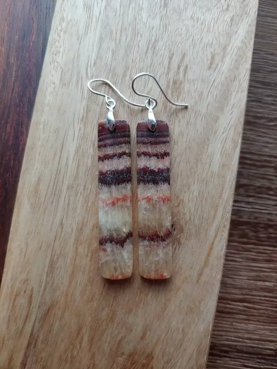 Rainbow Calcite Earrings. Sterling Silver Rainbow Calcite Earrings. Long Earrings