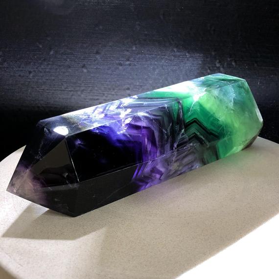 Rainbow Fluorite Crystal Point: Large Tower Obelisk, Reiki Healing Decor