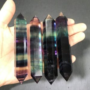 Large Rainbow Fluorite Double Terminated Crystal Point Wand Tower | Natural genuine stones & crystals in various shapes & sizes. Buy raw cut, tumbled, or polished gemstones for making jewelry or crystal healing energy vibration raising reiki stones. #crystals #gemstones #crystalhealing #crystalsandgemstones #energyhealing #affiliate #ad