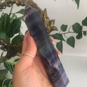 Rainbow Fluorite Point, Colorful Crystal Obelisk