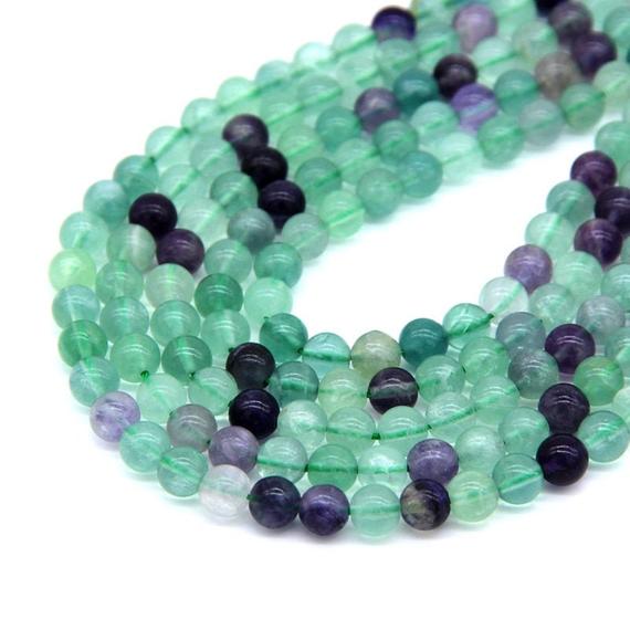Rainbow Fluorite Round Beads 4mm 6mm 8mm 10mm Fluorite Gemstone Beads Green And Purple Fluorite Beads Full Strand Fluorite Wholesale