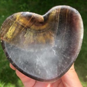 3.6" Rainbow Fluorite Heart Bowl Purple Yellow Blue Green Crystal Gemstone Dish #1 3.6" Rainbow Fluorite Heart Bowl Purple Yellow Blue Green Crystal Gemstone Dish #1