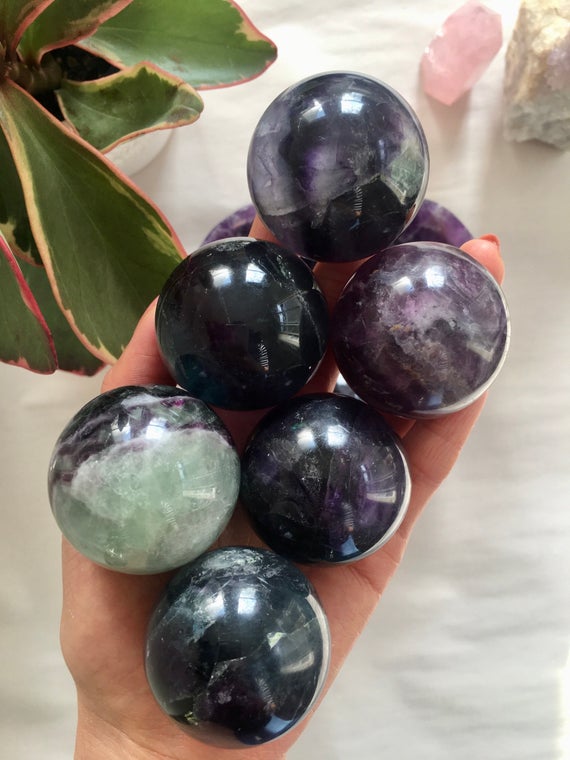 Rainbow Fluorite Sphere, Polished Crystal