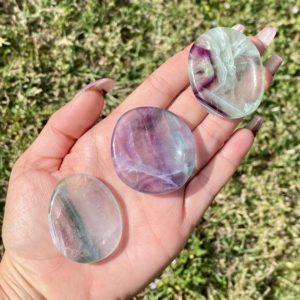 Rainbow Fluorite Thumb Stone: Worry Fidget Palm Stone