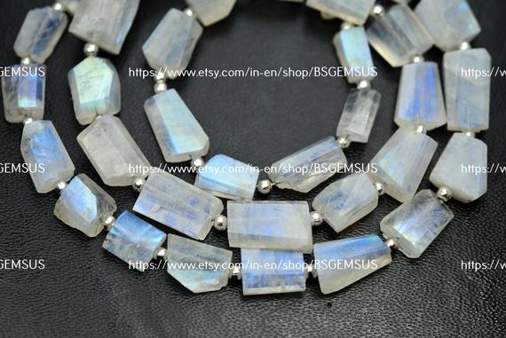 10 Inch Strand, Natural Rainbow Moonstone Faceted Fancy Nuggets  Shape Size 8-10mm