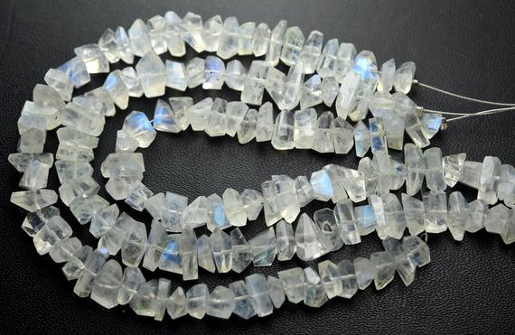 7 Inch Strand,natural Rainbow Moonstone Faceted Fancy Nuggets  Shape Size 7-8mm