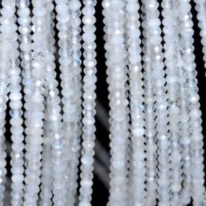 Shop Rainbow Moonstone Beads! 3x2mm Rainbow Moonstone Gemstone Grade AAA Fine Faceted Cut Rondelle Loose Beads 15.5 inch Full Strand (80001683-792) | Natural genuine beads Rainbow Moonstone beads for beading and jewelry making.  #jewelry #beads #beadedjewelry #diyjewelry #jewelrymaking #beadstore #beading #affiliate #ad