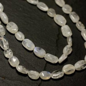 Shop Rainbow Moonstone Bead Shapes! Wire 39cm 50pc approx – Stone Beads – White Moonstone Rainbow Oval 6-9mm | Natural genuine other-shape Rainbow Moonstone beads for beading and jewelry making.  #jewelry #beads #beadedjewelry #diyjewelry #jewelrymaking #beadstore #beading #affiliate #ad