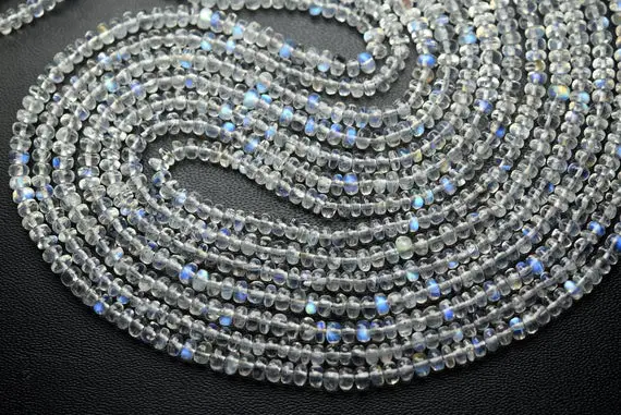 13 Inch Strand,finest Quality,rainbow Moonstone Smooth Rondelles,size.3.5mm