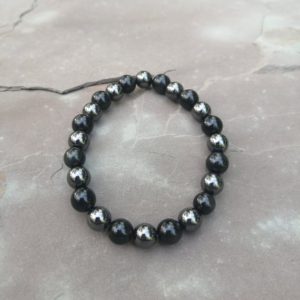8mm Rainbow Obsidian Bracelet with Magnetic Hematite | Natural genuine Rainbow Obsidian bracelets. Buy crystal jewelry, handmade handcrafted artisan jewelry for women.  Unique handmade gift ideas. #jewelry #beadedbracelets #beadedjewelry #gift #shopping #handmadejewelry #fashion #style #product #bracelets #affiliate #ad