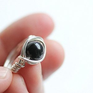 Shop Rainbow Obsidian Rings! Rainbow Obsidian Ring, Wire Wrap Ring, Sterling silver, Black Stone Ring, Gemstone Ring, Gifts for her, Minimalist, Obsidian Jewelry | Natural genuine Rainbow Obsidian rings, simple unique handcrafted gemstone rings. #rings #jewelry #shopping #gift #handmade #fashion #style #affiliate #ad