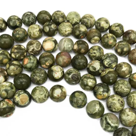 10mm Green Rhyolite Beads, Round Gemstone Beads, Wholesale Beads