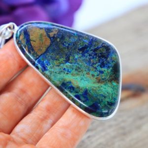 Shop Azurite Necklaces! RARE AZURITE NECKLACE – Xlarge – Azurite – Malachite – Sterling Silver Necklace – Turquoise – Chrysocolla Colour – Crystal – Navajo – Chakra | Natural genuine Azurite necklaces. Buy crystal jewelry, handmade handcrafted artisan jewelry for women.  Unique handmade gift ideas. #jewelry #beadednecklaces #beadedjewelry #gift #shopping #handmadejewelry #fashion #style #product #necklaces #affiliate #ad