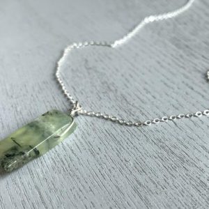 RAW PREHNITE NECKLACE – Prehnite Crystal Necklace Sterling Silver – Prehnite Pendant – Couples Necklace – Healing Crystal Necklace Unisex | Natural genuine Gemstone necklaces. Buy crystal jewelry, handmade handcrafted artisan jewelry for women.  Unique handmade gift ideas. #jewelry #beadednecklaces #beadedjewelry #gift #shopping #handmadejewelry #fashion #style #product #necklaces #affiliate #ad