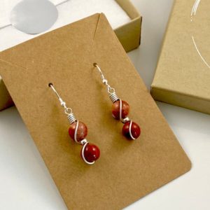 Shop Red Jasper Earrings! Red Jasper Earrings with sterling silver, Gift for women, small dangle earrings | Natural genuine Red Jasper earrings. Buy crystal jewelry, handmade handcrafted artisan jewelry for women.  Unique handmade gift ideas. #jewelry #beadedearrings #beadedjewelry #gift #shopping #handmadejewelry #fashion #style #product #earrings #affiliate #ad