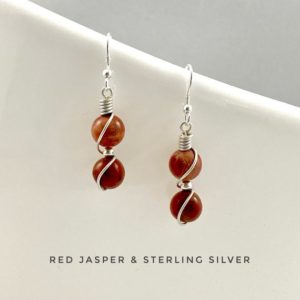 Red Jasper Earrings with sterling silver, Gift for women, small dangle earrings | Natural genuine Red Jasper earrings. Buy crystal jewelry, handmade handcrafted artisan jewelry for women.  Unique handmade gift ideas. #jewelry #beadedearrings #beadedjewelry #gift #shopping #handmadejewelry #fashion #style #product #earrings #affiliate #ad