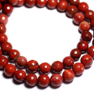 Shop Red Jasper Faceted Beads! 6pc – Stone Pearls – Red Jasper Faceted Balls 8mm – 8741140005204 | Natural genuine faceted Red Jasper beads for beading and jewelry making.  #jewelry #beads #beadedjewelry #diyjewelry #jewelrymaking #beadstore #beading #affiliate #ad