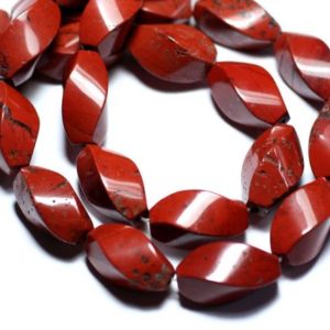 Shop Red Jasper Bead Shapes! 2pc – Perles de Pierre – Jaspe Rouge grandes Olives Torsadées 20x10mm – 8741140007796 | Natural genuine other-shape Red Jasper beads for beading and jewelry making.  #jewelry #beads #beadedjewelry #diyjewelry #jewelrymaking #beadstore #beading #affiliate #ad