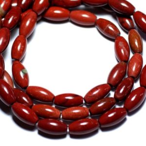 Shop Red Jasper Bead Shapes! 4pc – beads – Olive rice 12x6mm red Jasper – 8741140007802 | Natural genuine other-shape Red Jasper beads for beading and jewelry making.  #jewelry #beads #beadedjewelry #diyjewelry #jewelrymaking #beadstore #beading #affiliate #ad
