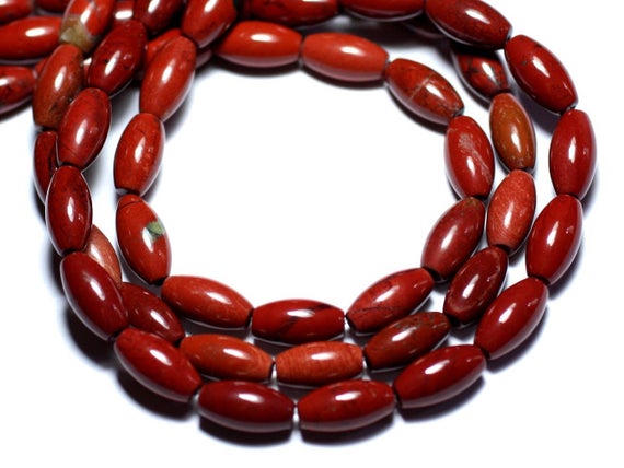 4pc - Perles De Pierre - Jaspe Rouge Olive Riz 12x6mm - 8741140007802