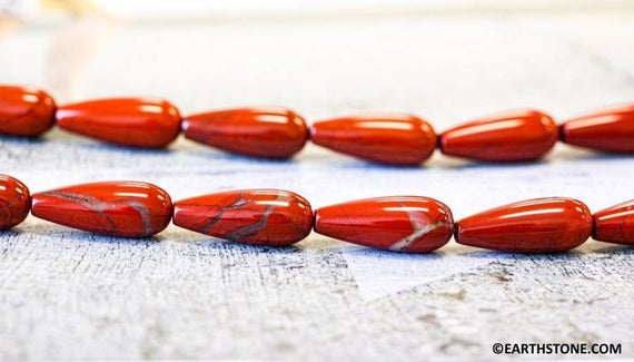 M/ Red Jasper 9x22mm/ 6x16mm Teardrop Beads 15.5" Strand Natural Color Jasper Long Teardrop For Earring, Crafts, Jewelry Designs Making