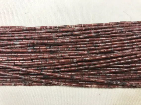Natural Flower Red Jasper 2x4mm Column Genuine Gemstone Loose Tube Beads 15 Inch Jewelry Supply Bracelet Necklace Material Support Wholesale