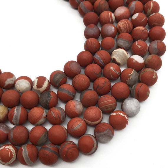 10mm Matte Red Jasper Beads, Round Gemstone Beads, Wholesale Beads