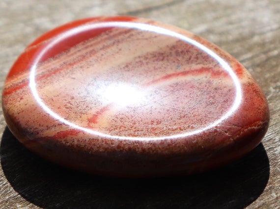 Red Jasper Carved Worry Healing Stone With A Thumb Indent With Positive Healing Energy!