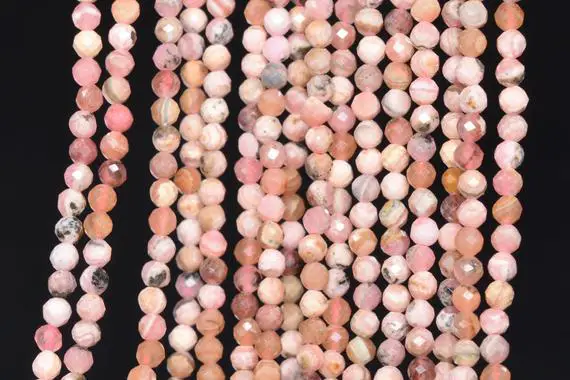 Genuine Natural Multicolor Rhodochrosite Loose Beads Argentina Grade A Faceted Round Shape 3mm