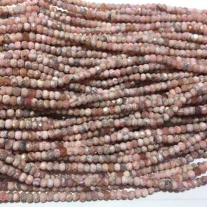 Shop Rhodochrosite Faceted Beads! faceted rondelle rhodochrosite beads – 2x4mm gemstone beads – 2x3mm rare stone spacer beads – jewelry making material – 15 inch | Natural genuine faceted Rhodochrosite beads for beading and jewelry making.  #jewelry #beads #beadedjewelry #diyjewelry #jewelrymaking #beadstore #beading #affiliate #ad