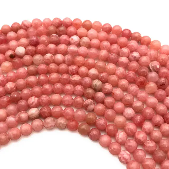 6mm Rhodochrosite Beads, Round Gemstone Beads, Wholesale Beads