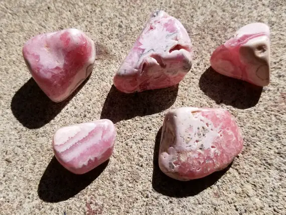 Rhodochrosite Tumble Stone, Natural Tumbled Gem Pocket Stone, Untreated Rhodo Tumblestone, Genuine Polished Pink Crystal From Argentina