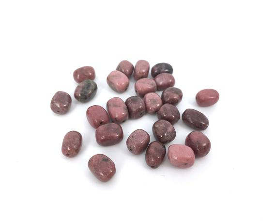 Rhodonite Bead, Gemstone Bead, Natural Stone Bead, Nugget Bead, Semiprecious Stone, Loose Bead, Tumbled Stone, 6x8, 15", 40cm, Ps098