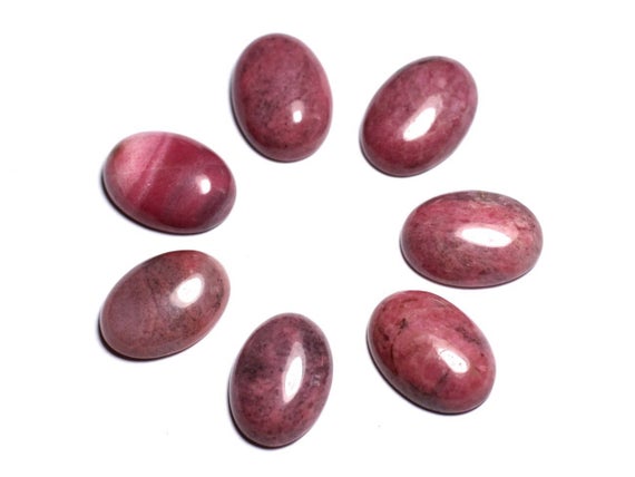 1pc - Cabochon Pierre Rhodonite Ovale 18x13mm Rose Gris - 7427039743112