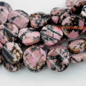 Shop Rhodonite Bead Shapes! 15.5" 16mm natural rhodonite twisted/wave coin beads, red black gemstone/semi precious stone JGDOC | Natural genuine other-shape Rhodonite beads for beading and jewelry making.  #jewelry #beads #beadedjewelry #diyjewelry #jewelrymaking #beadstore #beading #affiliate #ad